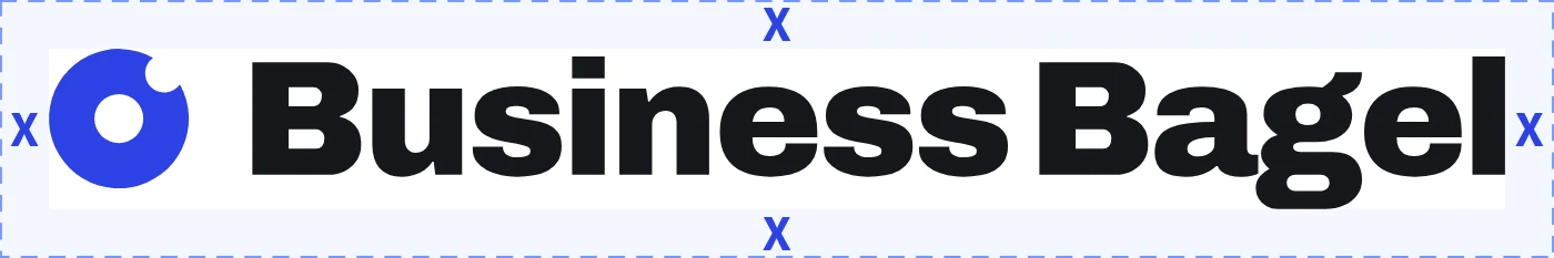Clear space around the logo equals the width of the bagel’s hole, X, on every side